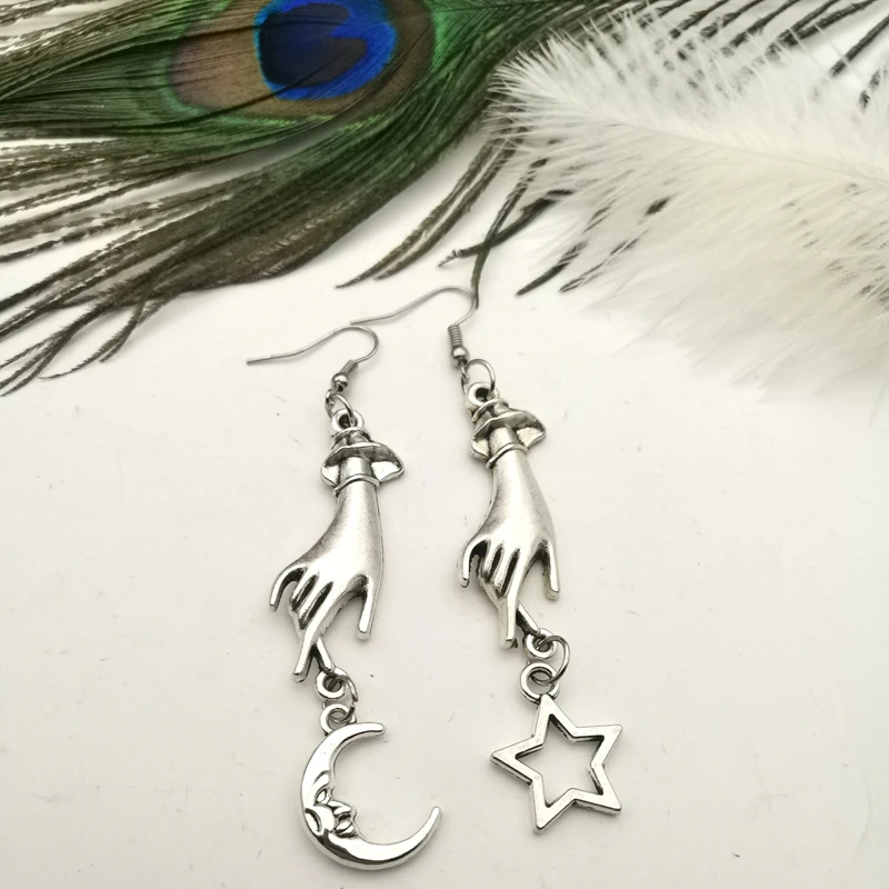 

New Tenja Prophecy Earrings, Celestial Earrings, Moon Ornaments, Stars, Gifts for Women, Gifts for Witches