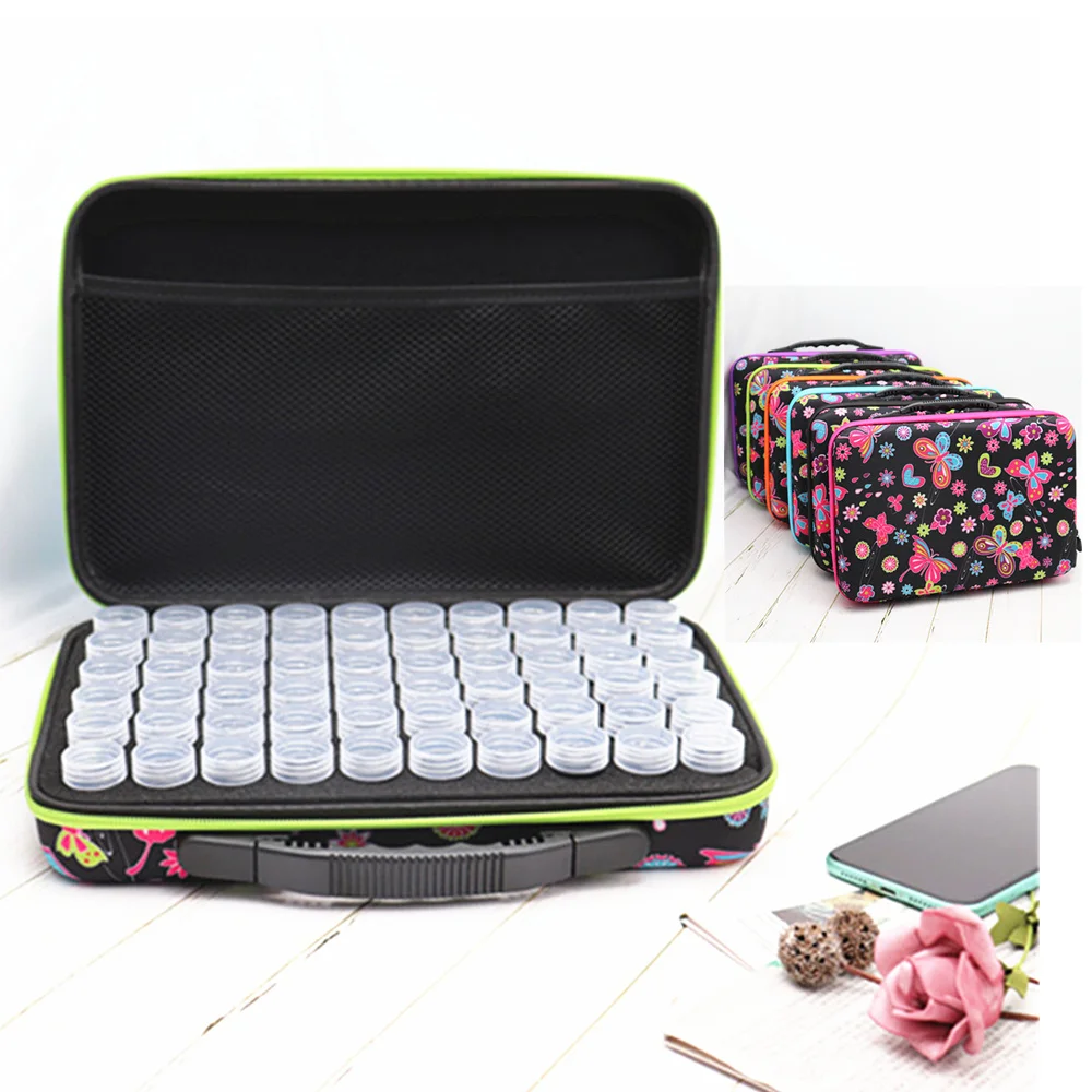 60 Bottles Diamond Painting Embroidery Cross Stitch Accessories Tool Box Container Diamond Storage Bag Case 5D DIY Mosaic Kits