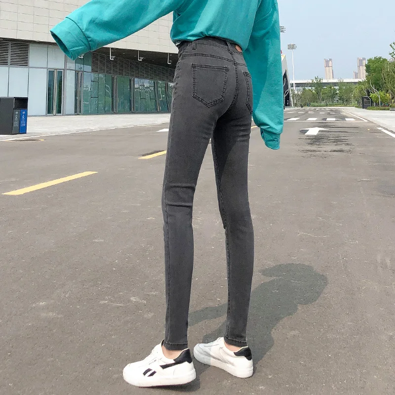 Jean slim taille haute pour femmes, streetwear classique rétro, bleu, mode slim décontracté, stretch, denim maman 36 38 40