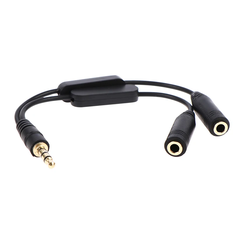 1 In 2 Out 3.5mm Male To Double Mono 3.5mm Female Headphone Y Splitter Cable