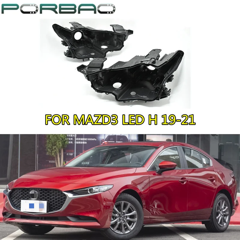 

Headlight Housing Base Plastic Black For Mazda 3 LED H 2019 2020 2021 Car Rear Base Replacement Lampshade Lens Lamp Back Cover