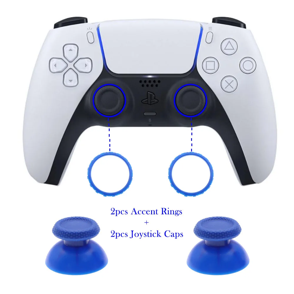 Capa analógica 3D Polegar Varas, Joystick Thumbstick Tampa De Cogumelo para Sony PS5, Anéis De Acento, 1 Conjunto
