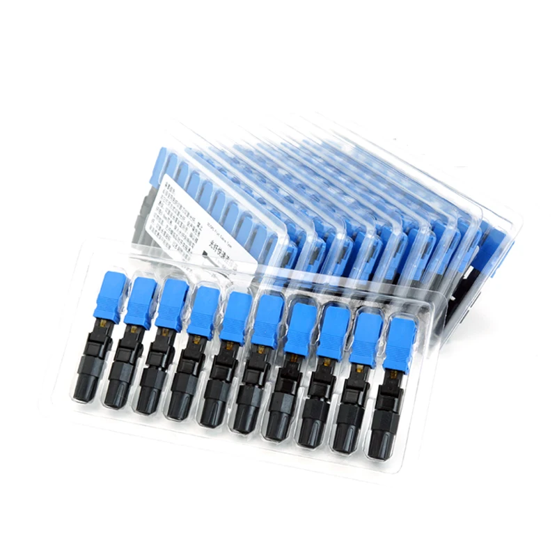 

100pcs/lot SC/UPC Fiber Optic Fast Connector Single Mode Fiber Optic Adapter FTTH Fiber Connector Field Assembly