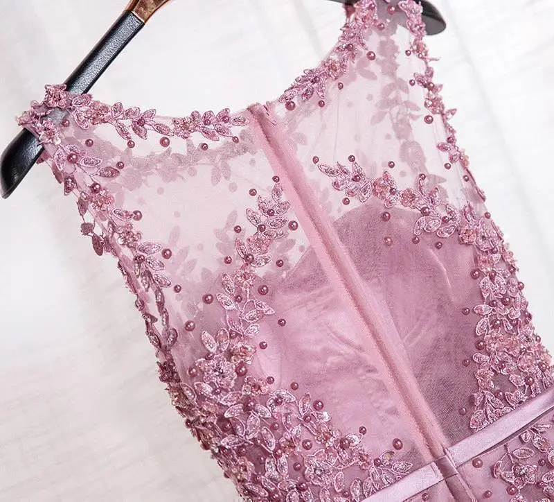 FATAPAESE – Robe de Cocktail en dentelle rose perle, Robe courte De bal, dos nu, Sexy