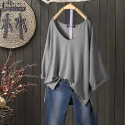 Women's Solid Blouse 2023 ZANZEA Fashion Casual Summer Autumn Tops 3/4 Sleeve Shirts Female V Neck Split Blusas  Tunic