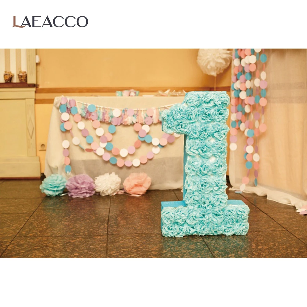 Children 1st Birthday Scene Portrait Photography Backdrop Prop Room Decor Flowers Number Floor Baby Party Photocall Background