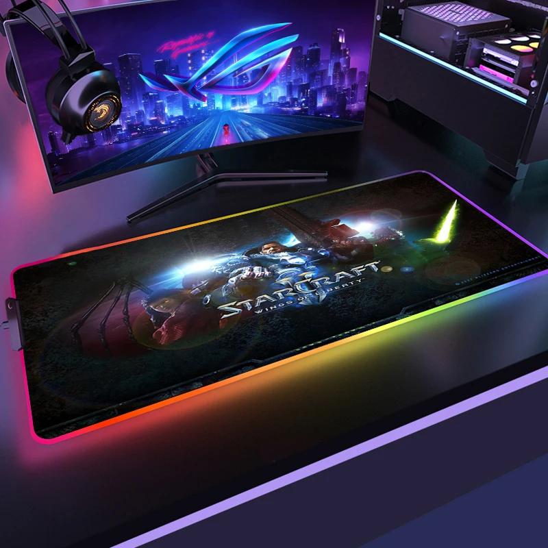 

StarCraft RGB Mouse Pad Gaming Accessories Computer Large Mousepad Backlit XL LED Gamer Mause Carpet 900x400 Desk Mat For CS GO