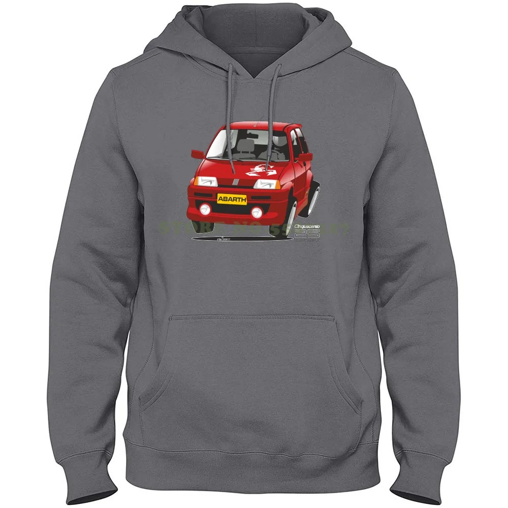 Cinquecento Abarth Caricature 100% Pure Cotton Hoodie T-Shirt Cinquecento 500 Sporting Abarth City Classic 25 Years Silver