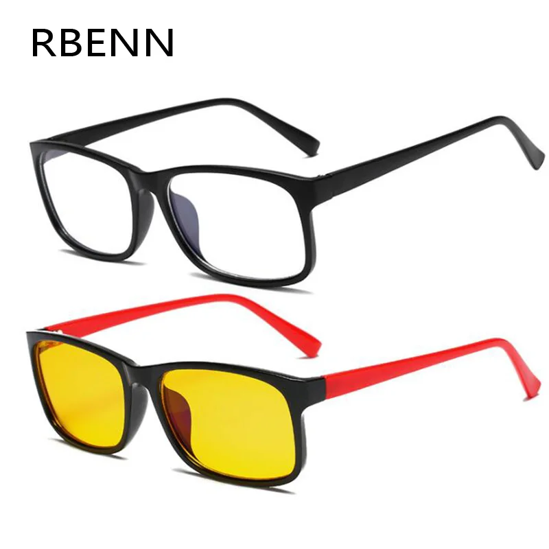 RBENN Anti Blue Rays Glasses Women Men Computer Gaming Eyeglasses Yellow Lense Anti Blue Light Eyewear Prescription Frame