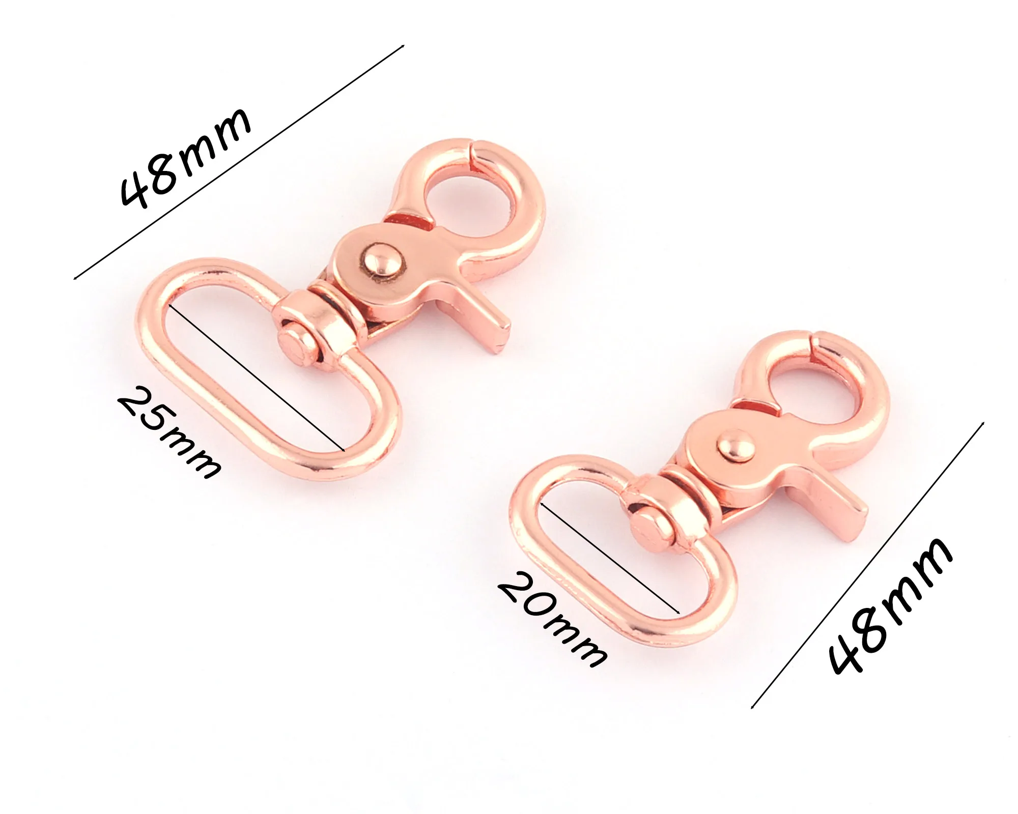 25mm Rose Gold Swivel Clasps Claw Lobster Clasps Purse Bag Handbag Clip Jewelry Findings Key Ring Clip Metal Strap Trigger Clasp