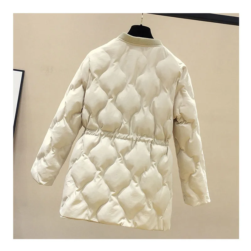 Korean mid-length cotton-padded jacket women\'s winter  new style small western-style waist thin down padded jacket