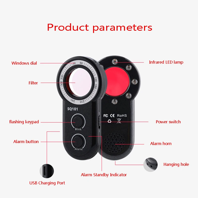 Sq 101 Anti-Spy Camera Verborgen Rf Signaal Bug Detector Mini Draadloze Camera Radio Wave Signaal Gsm Device Finder laser Detector