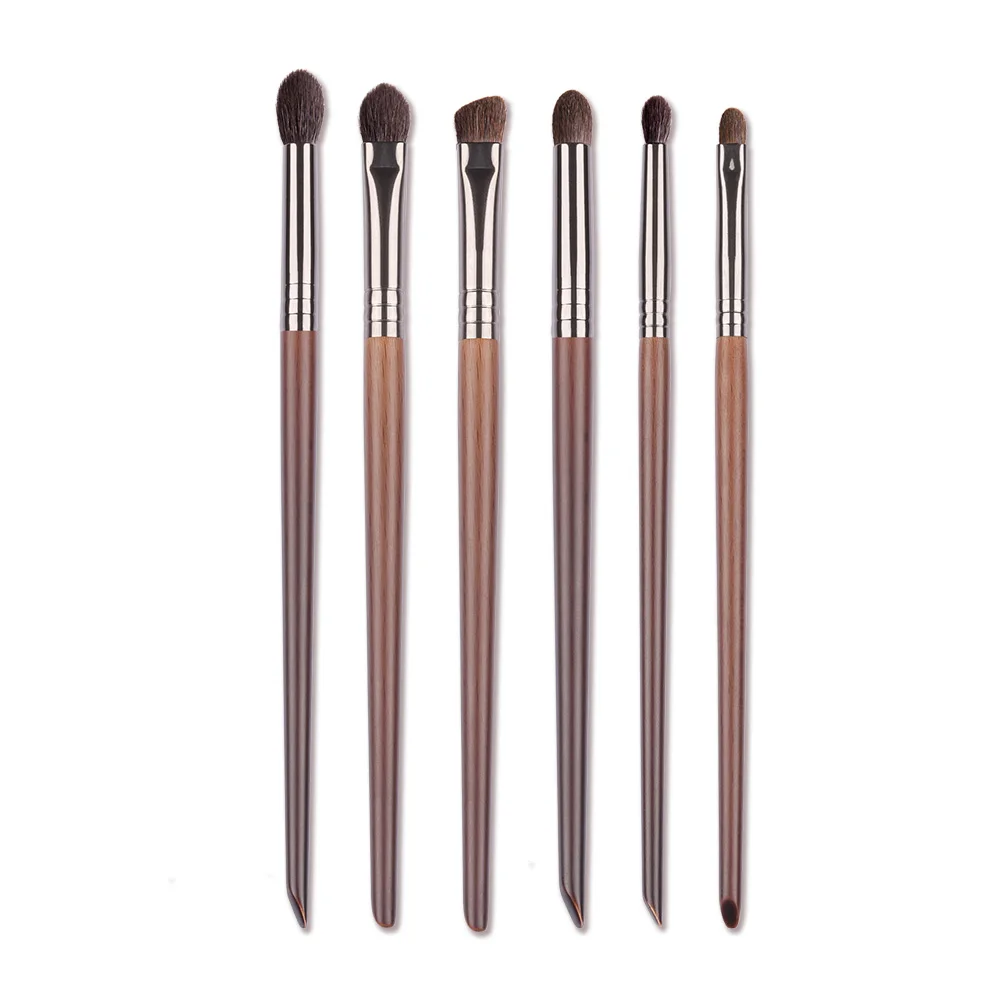 BETHY BEAUTY 6 PCS Horse Hair Makeup Eye Brushes Kit Goat Bristles Blender Smudge Brush Set Travel Set Face Tools