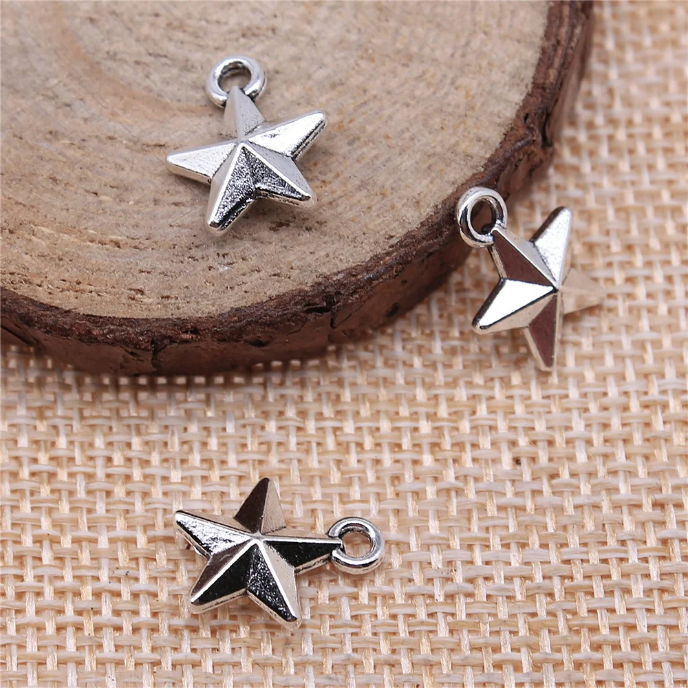 

200pcs 14x11mm Antique Silver Color Antique Bronze Star Charms Small Star Charms Tiny Star Charms