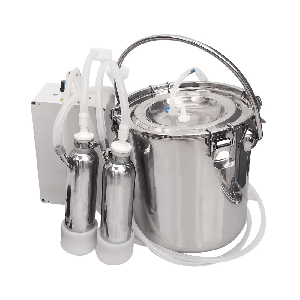 

5L Electric Pulsator Milk Milking Machine For Goat Cattle Sheep Stainless Steel Milker Integrated Vacuum Pump 220V