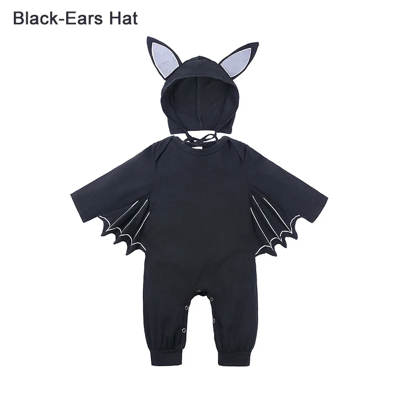 Barboteuse en coton pour bébé chauve-souris, Halloween, enfants en bas âge, Adorable Animal, vêtements, combinaison, Costumes de noël avec chapeau