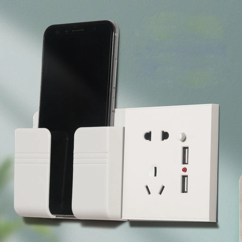 1PC Wall Charger ผู้ถือโทรศัพท์มือถือแขวนขาตั้ง Mount Bracket มัลติฟังก์ชั่แขวนชั้นวางของ Home Storage Organization เครื่องมือ