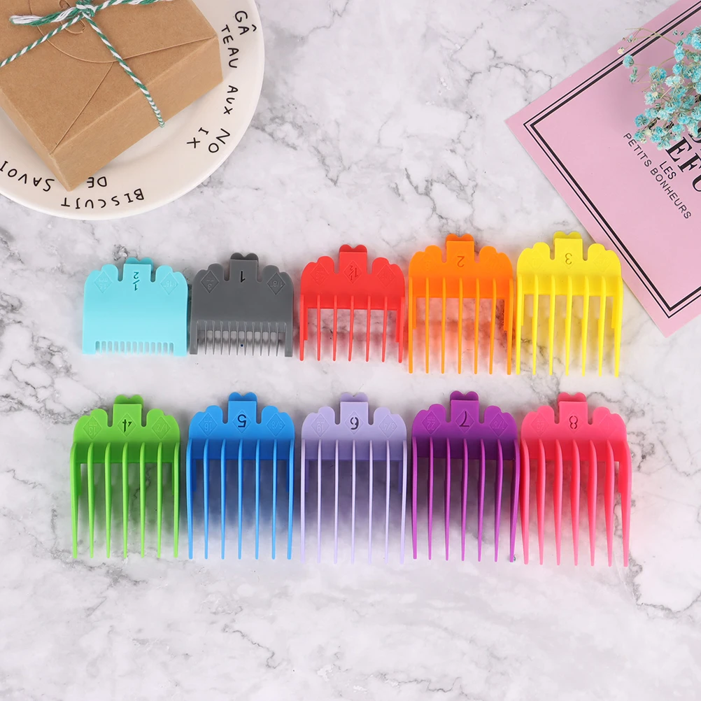 10Pcs Professional Universal Hair Clipper Limit Comb Guide Limit Comb Trimmer Guards Attachment Hairdressing Tools