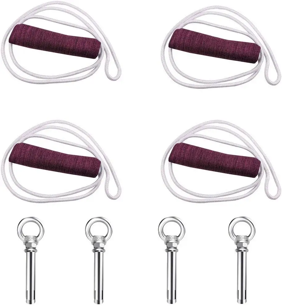 4 PCS Yoga Wall Hanging Rope Iyengar Yoga Belt Antigravity Yoga Sling Inversion Exercises with expansion screws rings