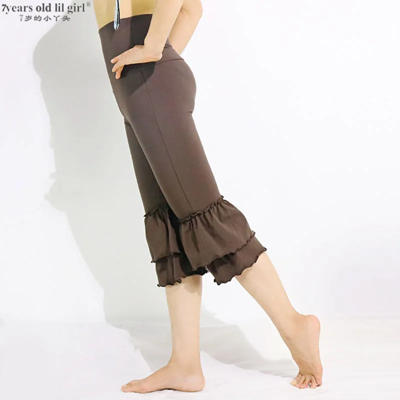 Pantalon serré de danse du ventre Tribal en coton Lycra avec volants, vêtement de Yoga gothique, BEE11, 2021