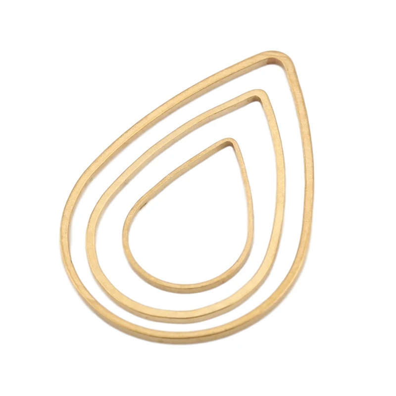 50pcs Raw Brass Teardrop Earrings Connectors Geometric Circle Resin Frame Linker Charms For Diy Drop Earrings Jewelry Making