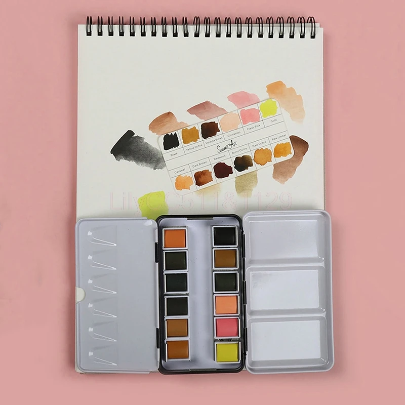 Half Pan สีน้ำถาดสีดีบุกกล่อง Empty Palette ภาพวาดเก็บถาดกล่องสำหรับภาพวาด Supplie 7รูปแบบสามารถ choice