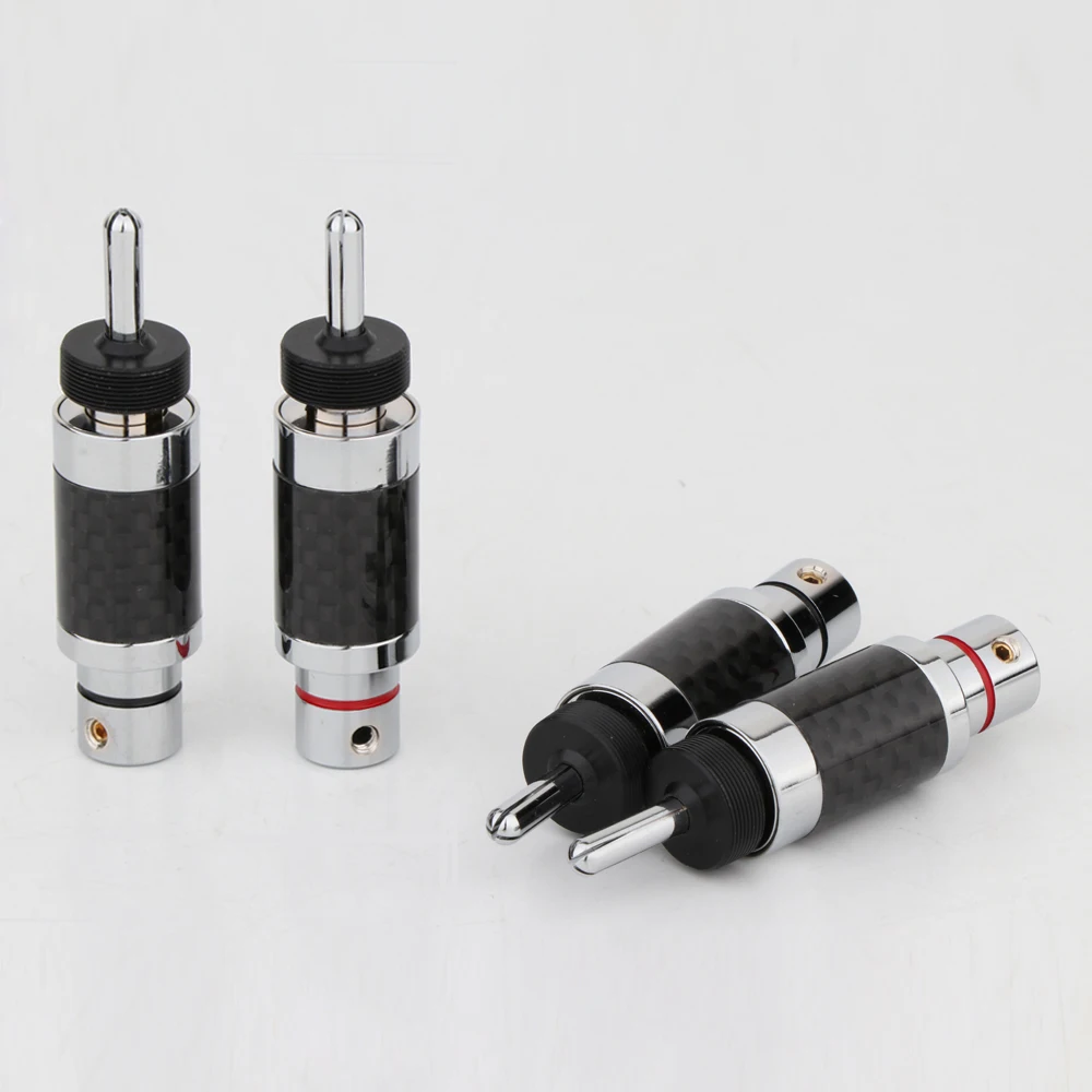 Hifi-Audiostecker, Bananenstecker mit rhodiniertem, schwarzem Kohlefaseranschluss, Lautsprecherkabel, männlich, 9 mm – Detail 11