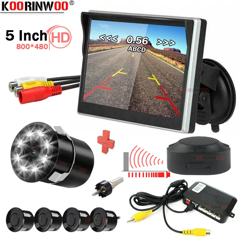 

Koorinwoo Dual CPU Core Car Sensors With Camera Parking Monitor Car Warning Sensors Reverse LED Lights Camera Back Up Parktronic