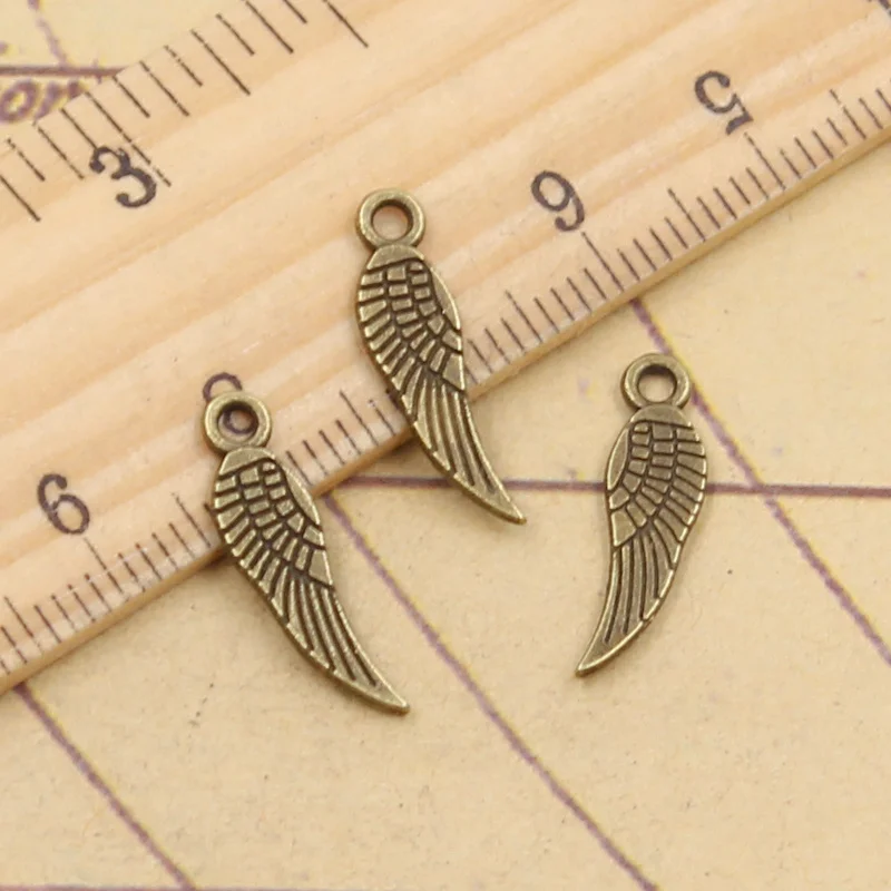 30pcs Charms Angel Wings 19x5mm Tibetan Bronze Silver Color Pendants Antique Jewelry Making DIY Handmade Craft