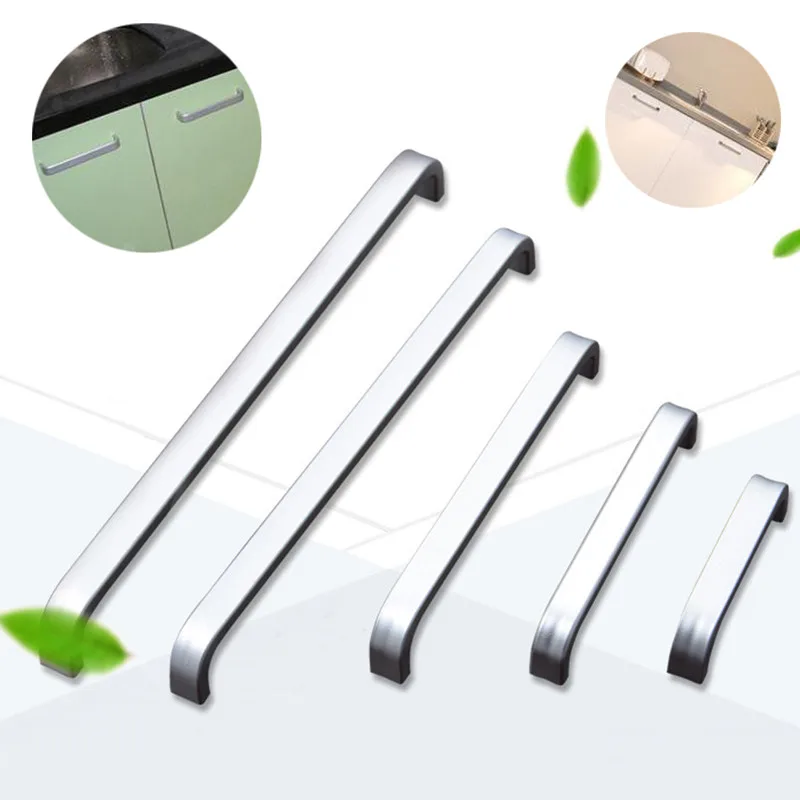 Modern Wardrobe Handle Solid/Hollow Space Aluminum handle Kitchen Furniture pulls drawer handle 64mm/96mm/128mm/160mm/192mm