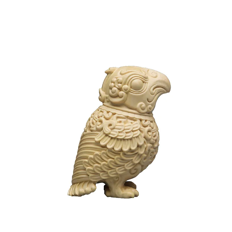 Chinese Boxwood Bird Animal Statue Sculpture, Carved Wood Decor, Handmade Wooden Crafts, Home Decoration, Feng Shui Ornaments