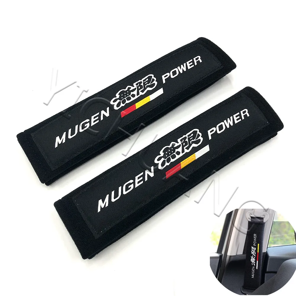 Universal Car Safety Seat Belt Pads Harness Shoulder Strap Cushion Cover Mugen Power Logo  for Honda