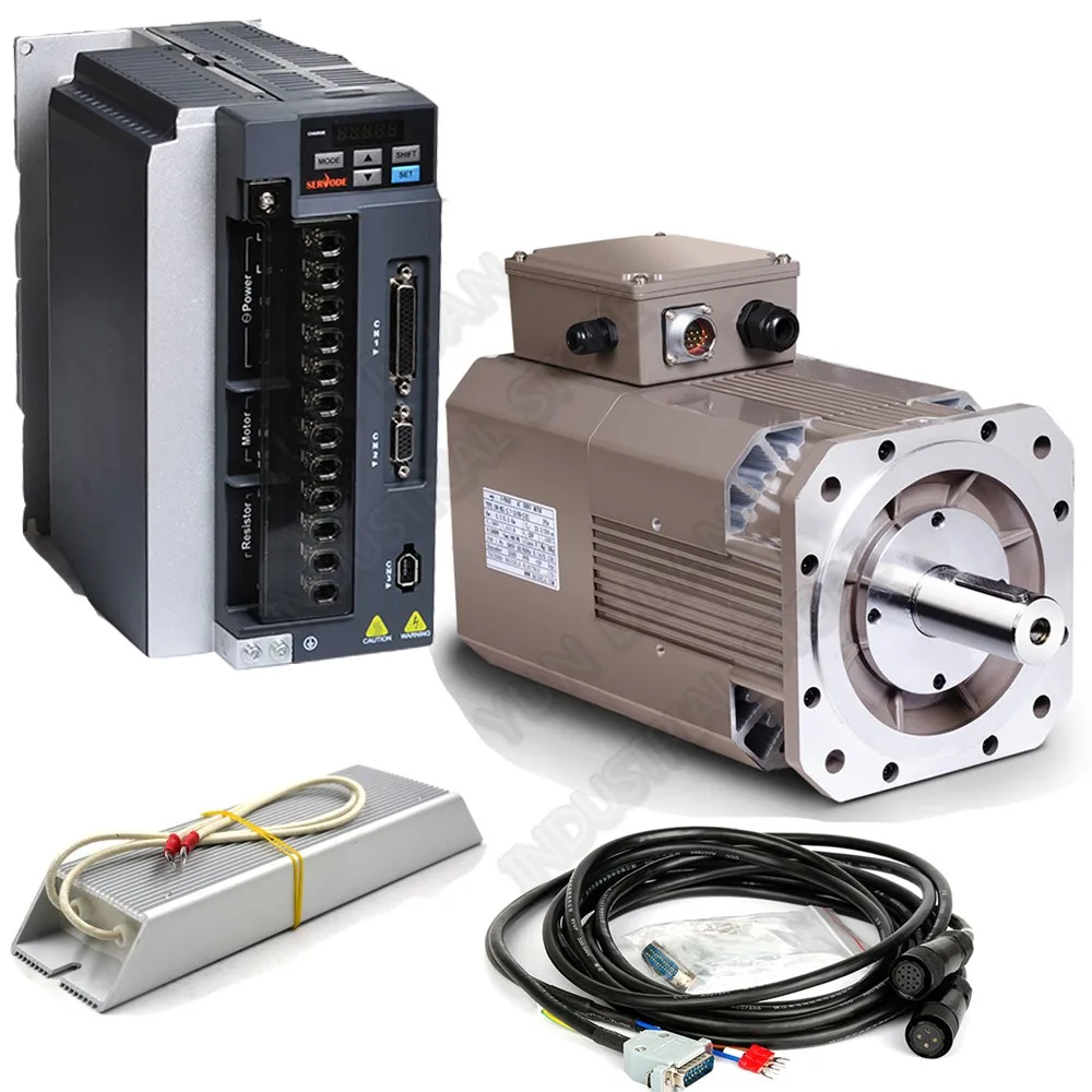 High Speed 8000rpm 3.7kw 5HP 23.3Nm AC Servo Spindle Motor Drive Kits 178mm 3PH 380V Constant Power CNC Lathe Milling Grinding