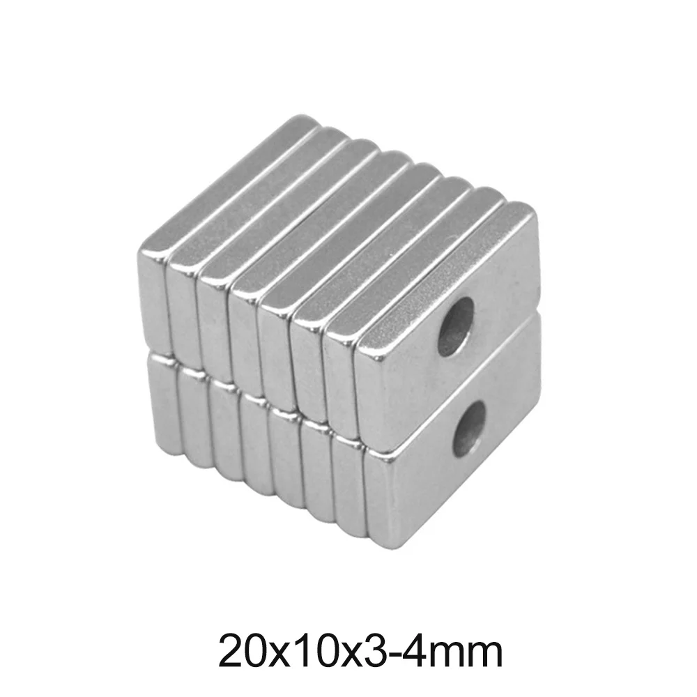 5~100PCS 20x10x3-4 Block Powerful Magnet 4mm hole Bulk Sheet Magnet 20x10x3mm-4mm Strong Permanent NdFeB Magnets 20*10*3-4 mm