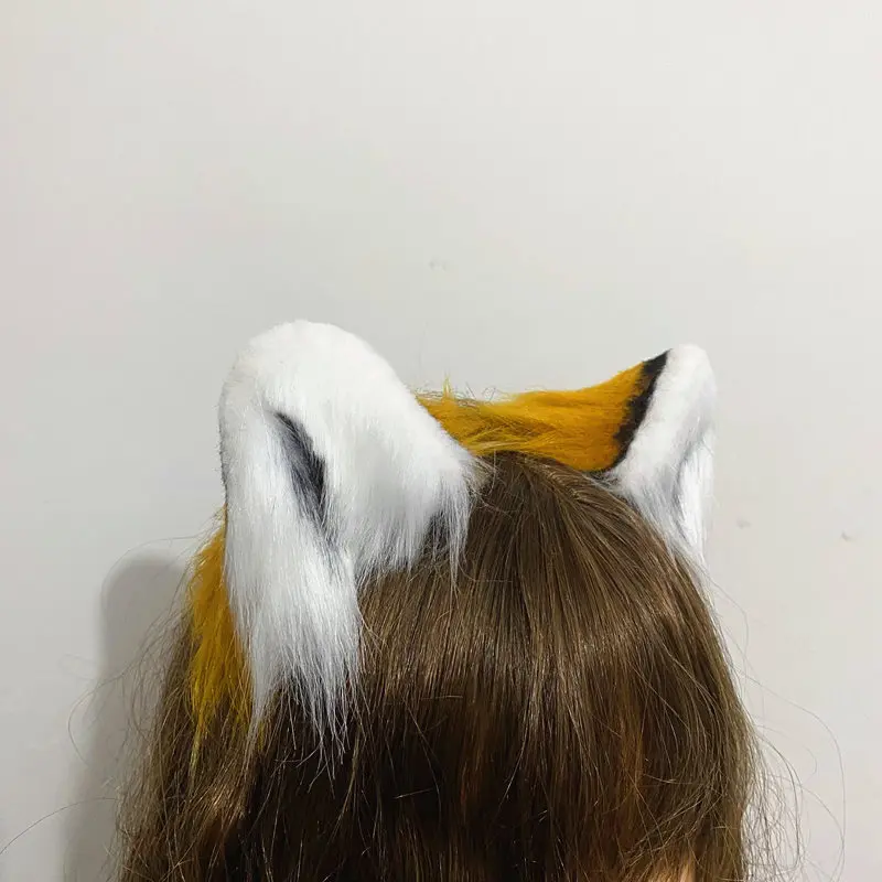 New Hand Made Work Girl Women Costume Accessories Panda Ears Tail Beast Hair Hoop Custom Made Hairpin Set