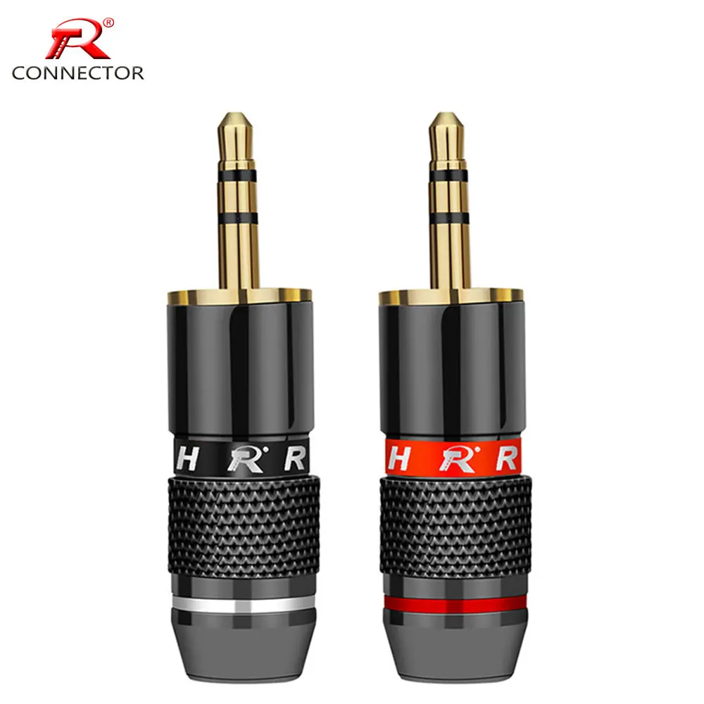 2PCS 3.5MM Jack Connector 3Poles Stereo Gold Plated Plug +Zinc Alloy Shell, Plug 3.5mm for Earphone DIY Repairing