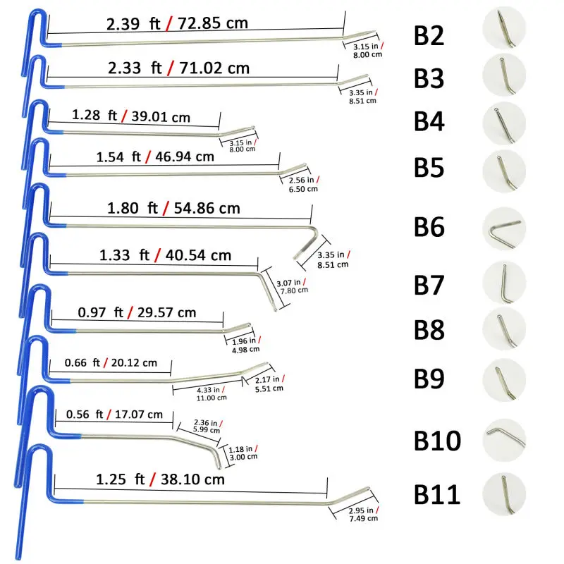 Imagem -03 - Carro Ding Dent Reparação Rod Hook Ferramentas Dent Remover Push Rods Remoção de Danos Granizo 42 Pcs