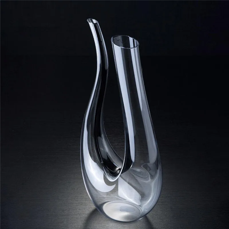 Kryształowa karafka do wina w kształcie litery U 1500 ml Pudełko upominkowe Karafka do whisky Harfa Łabędź Aerator Dzbanek Woreczek Separator