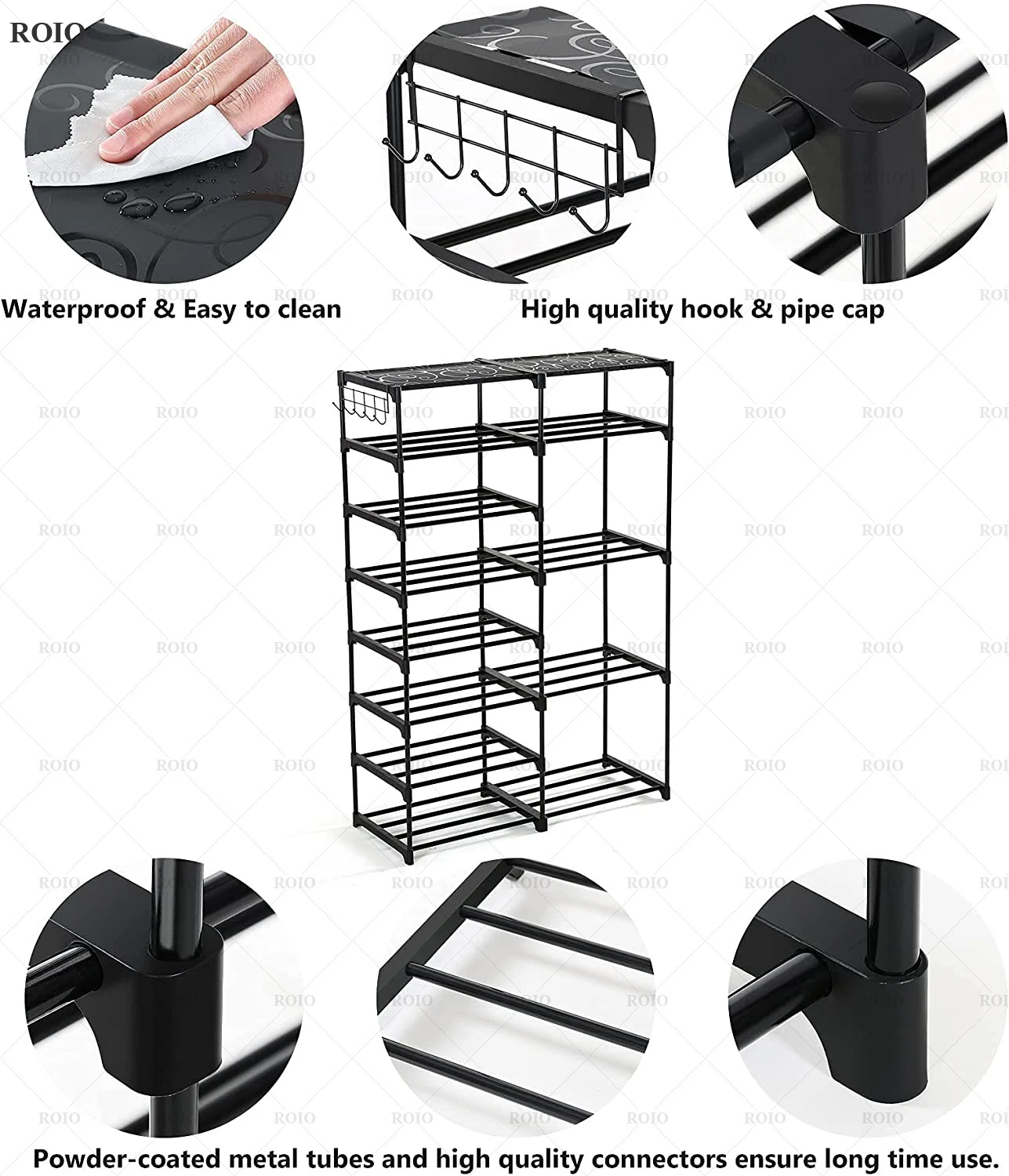 DIY Assembled Shoe Rack Spray Painted Iron Tube Frame Shoes Boots Shelf Hallway Space-saving Shoe Organizer Stand Holder