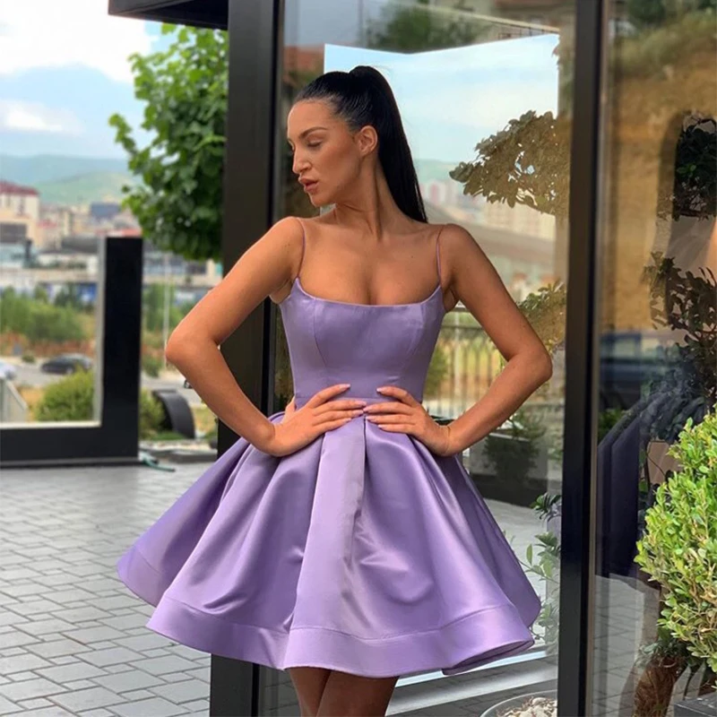 

Simple Mini Short Graduation Homecoming Dresses Draped Skirt 2021 Short Purple Homecoming Cocktail Party Dress Vestido De Fiesta