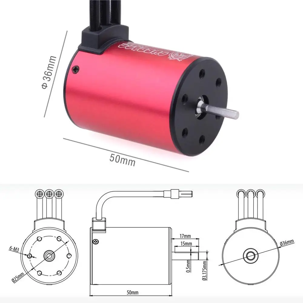 Surpass Hobby XT60 Plug 60A 80A 120A ESC&3650 5200KV 5900KV 6900KV 7700KV 9000KV Waterproof Brushless Motor for 1/10 RC Car