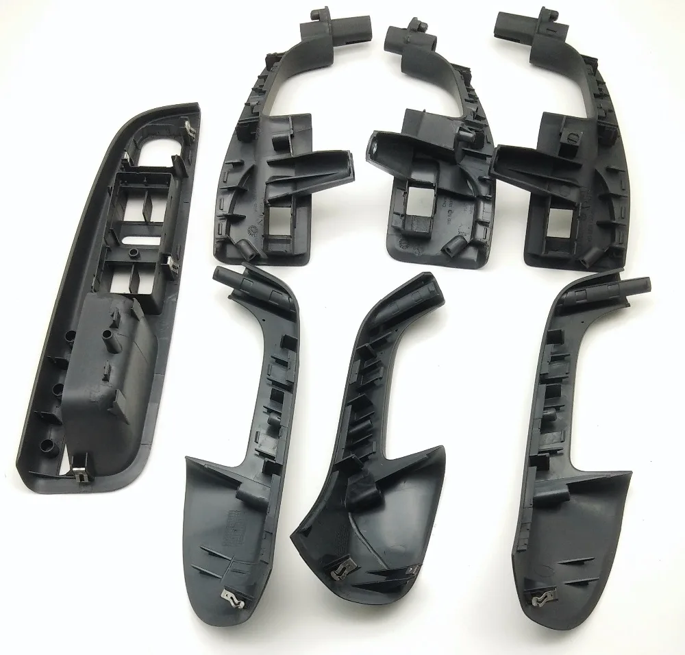 7PCS สีดำภายในจับประตูคว้าหน้าต่างสวิทช์สำหรับ VW Volkswagen Golf 5 GTI MK5 Jetta ด้านในแขน 1K0 868 040B