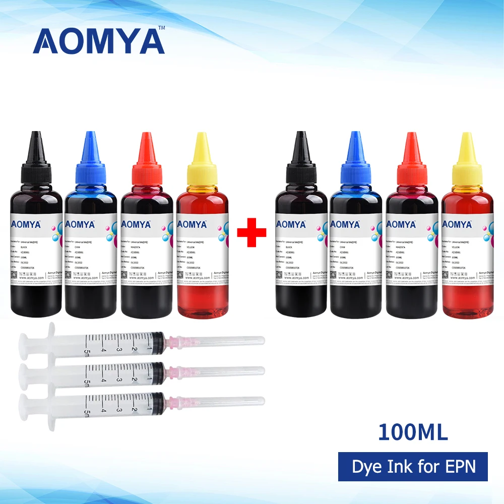 Buy 1 Get 1 FREE ! Printer Dye ink Refill for Epson inkjet printers with refillable cartridge bulk ink 100ml 8 bottles