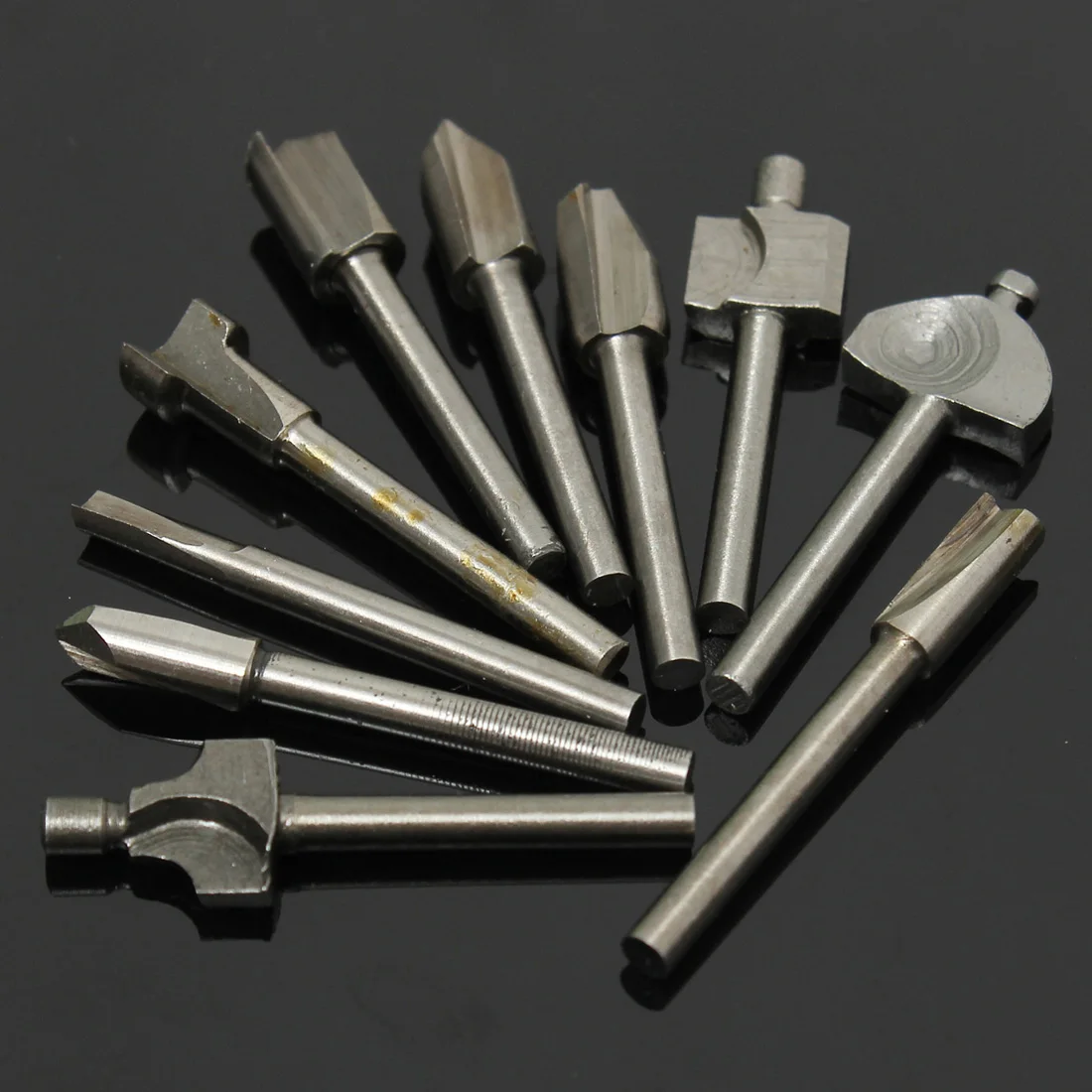 10pcs 3.2-6.5mm 1/8 Inch 3.175mm Shank HSS Router Bits Files for Woodworking Wood ABS PVC plastics Copper Aluminum Drilling