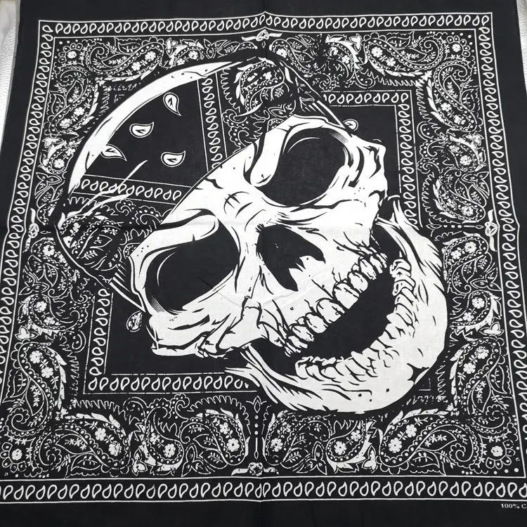 High quality Headtie Square scarf Unisex Bandana Hip Hop Black Paisley skull scarf Headwear Hair Band Scarf Neck Wrist Wrap Band