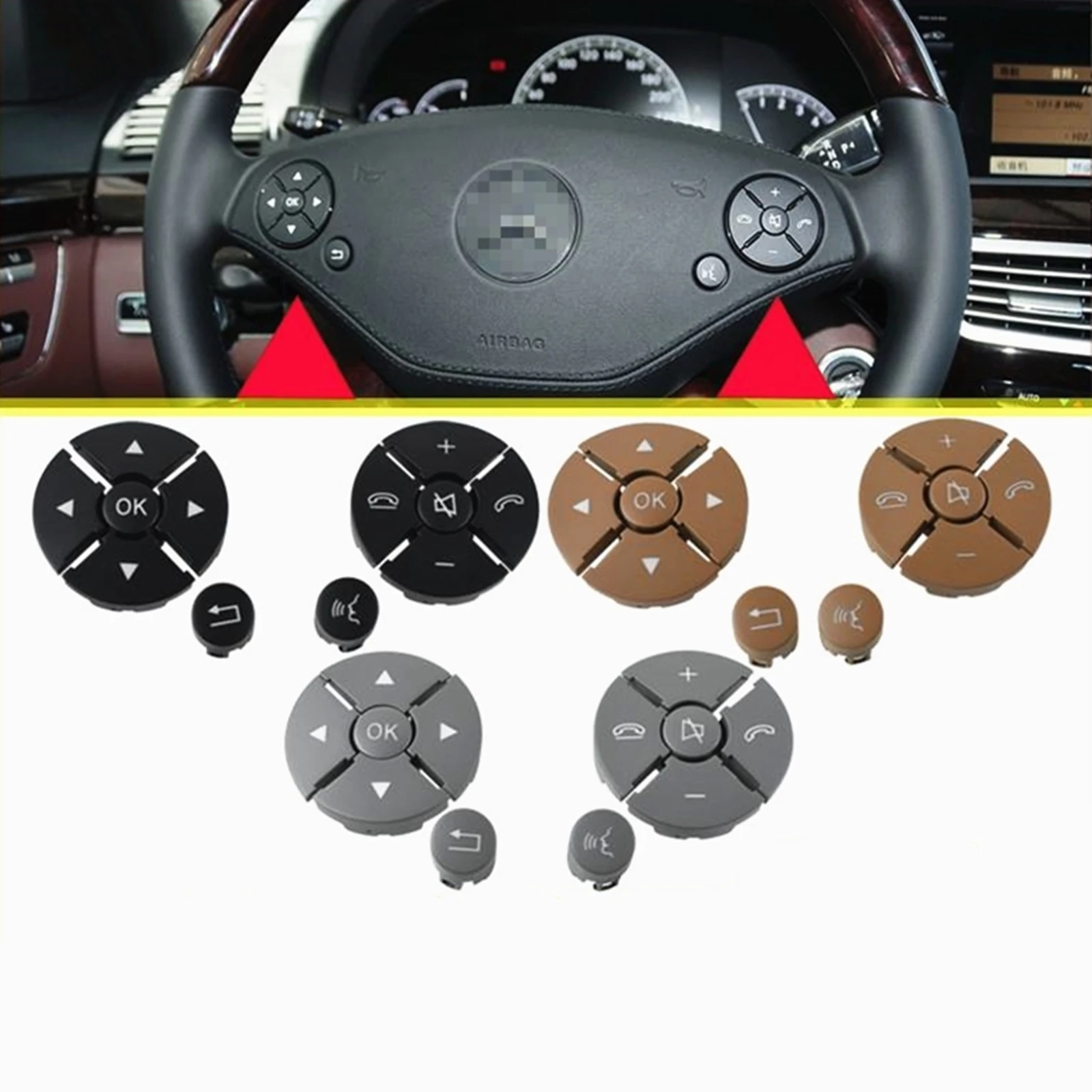 

For Mercedes-Benz W221 S-Class S300 S400 S500 S600 2009-2013 W216 CL Class Car Steering Wheel Panel Switch Control Key Button