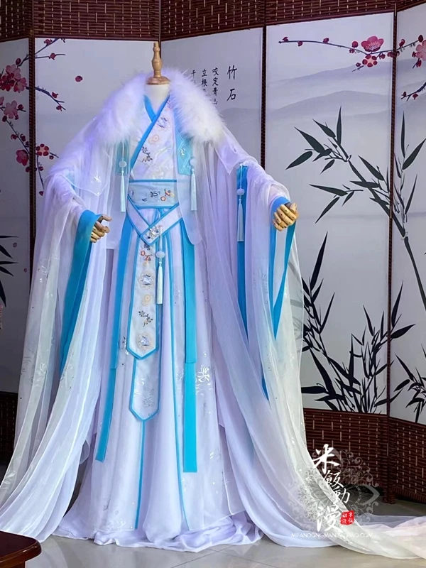 Chinese Ancient Costumes Er Ha Chu Wanning Cosplay Costume Tian Guan Ci Fu Shi Shi Wudu Fairy White Hanfu Halloween Outfits