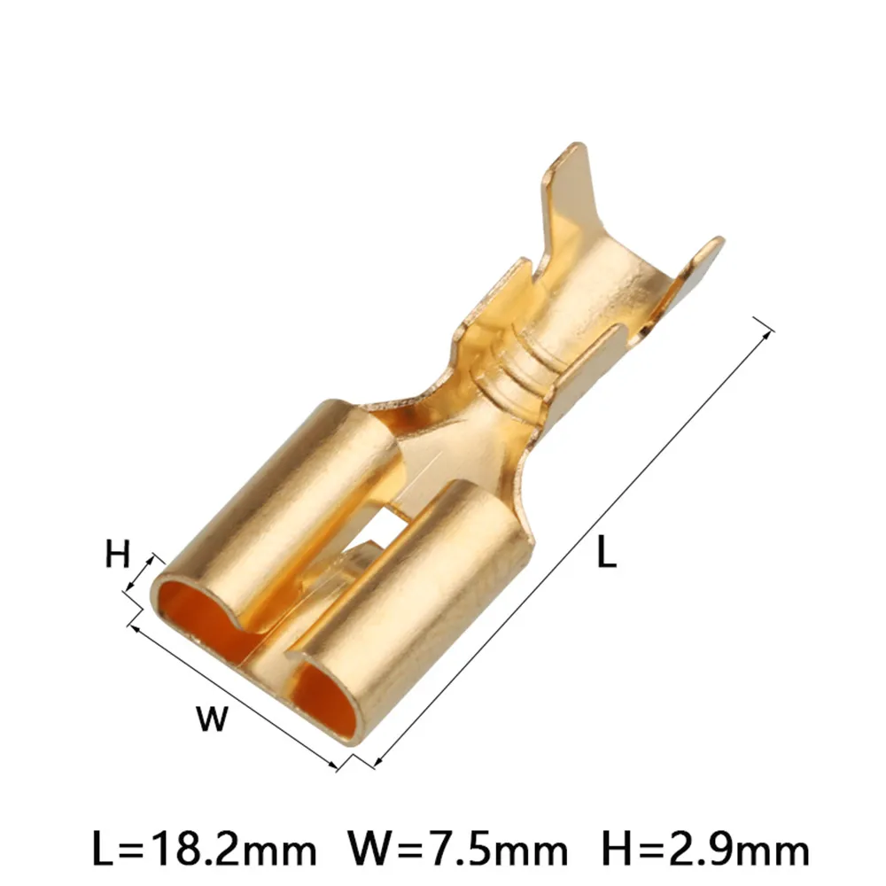 Terminal automotriz de latón estañado H62, conector hembra E6.3B, 100 piezas/200 piezas, 6,3mm