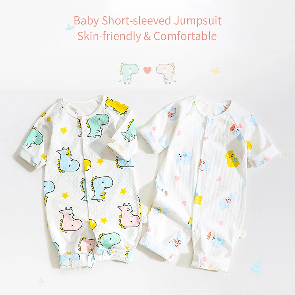 

Baby Jumpsuits Soild Color Newborn Rompers Infant Short Sleeve O-neck Unisex Cotton Clothes Kids Summer One Piece Cute Clothing
