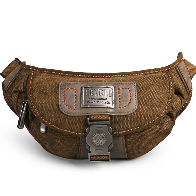 Ruil Retro Men Waist Pouch Wear Resistant Canvas Travel Phone Bag High-Quality Toolkit Vintage Package
